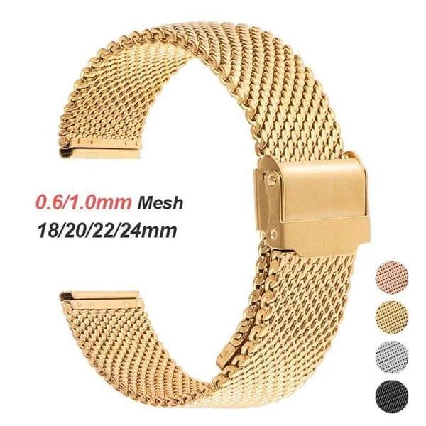 06mm 10mm Milanese Mesh Strap for DW Watch 20mm 22mm Stainless Steel Bracelet for Seiko 24mm 18mm Universal Metal WatchbandJ260522