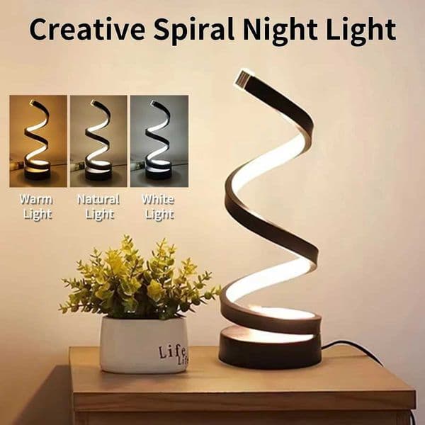 USB Plug in Creative Spiral LED Night Light Dimmable 3 Colors Adjustable for Living Room Office Desk Table Bedroom Bedside Decor C260521
