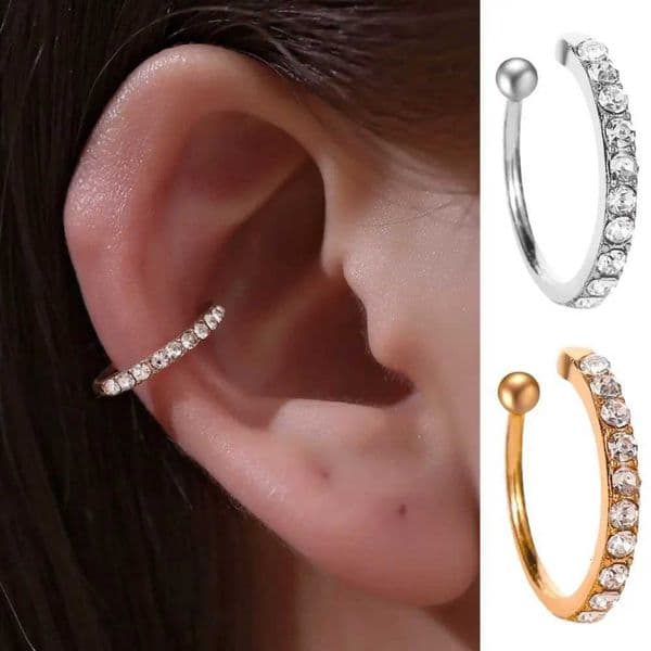 1pc New Helix Cartilage Full Diamond Earrings Silver Gold Non Piercing Ear Buckle Jewellery Gift Zircon Ear Stud WomenZHR260522ZHR260522