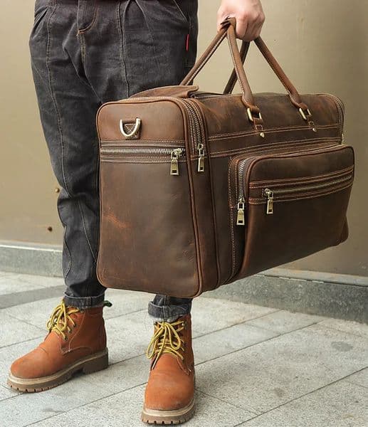Mens Crazy Horse Leather Travel Bag Cow Big Duffel Durable Cowhide Weekend Man Genuine Luggage 260522