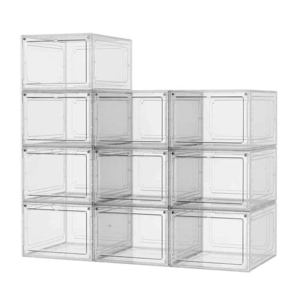 2026 Transparent Acrylic Shoe Box For Storage Front Opening Magnetic Suction cologne Door Stackable perfume Household Dustproof Shoes Boxs Free Shipping 9