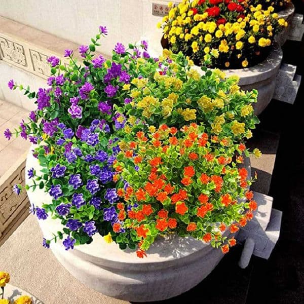 Artificial Flowers 6 Bundles Outdoor Fake Flowers for Decoration UV Resistant No Fade Faux Plastic Plants Garden PorchDecorative L260522