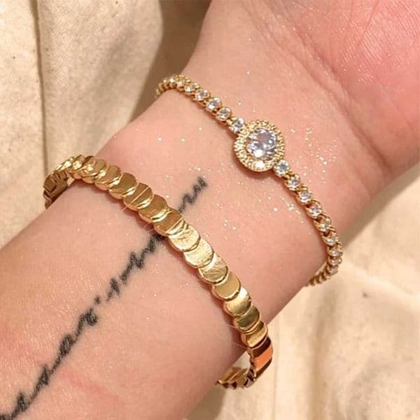 Yupsk 1/2pcs Exquisite Buling Sparkling Zircon Stainless Steel Bracelet Bangle Set for Women Temperament Korean Fashion Jewelry H260522