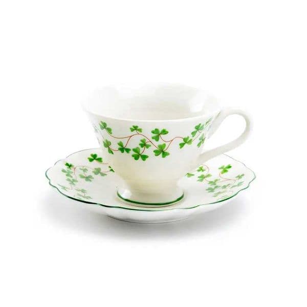 Shamrock Fine Porcelain Footed Tea Cup and SaucerT260522