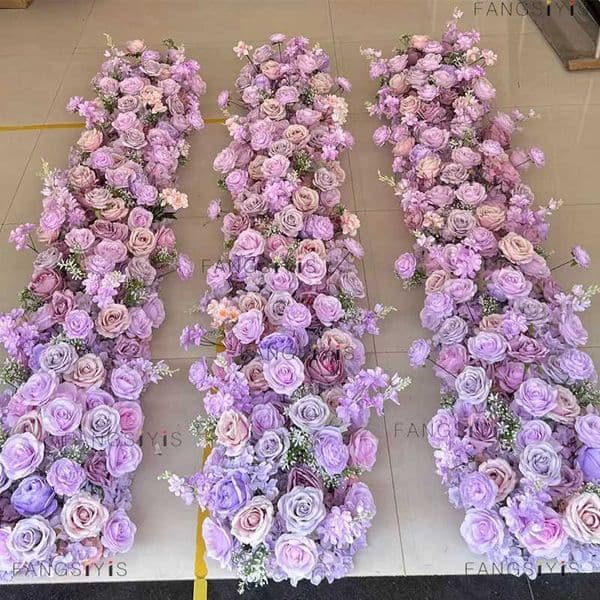 5D Purple ROSE hydrangea flower arrangement Rose Flowers Row Wedding Backdrop floor Decor Sofa Table Runner Banquet Event PropsR260522