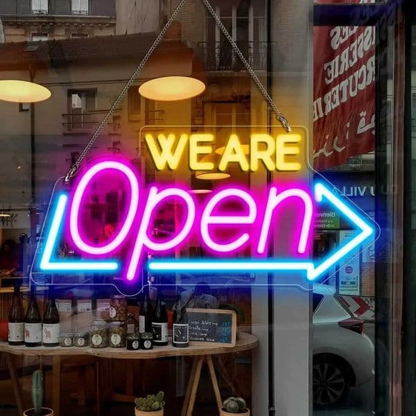 We Are Open Neon Sign Adjustable Brightness LED Neon Light Signs by USB for Window Shop Bar Salon Cafes Restaurant Pubs Decor L260522