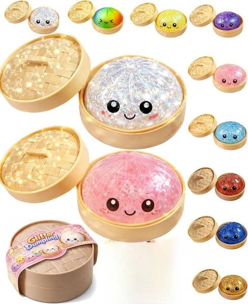 Large Dumpling Stress Ball with Steamer Colorful Squishy Bun Sensory Toy for Anxiety Relief Squeeze Dough AdultsKids w260522