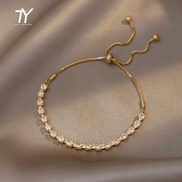Luxury Premium Zircon Pull Adjustable Charm Bracelets For Woman 2025 Korean Fashion Jewelry Wedding Party Girls Simple Bracelet L260522