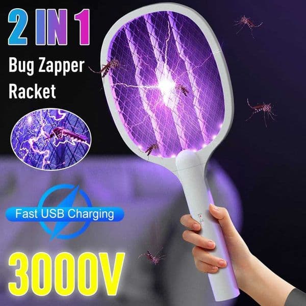 2 In 1 Electric Mosquito Swatter Mosquito Killer Lamp Killer Insect Killer 3000V USB Rechargeable Mosquito Killer Fly KillerZHR260522