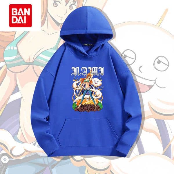 Anime One Piece Nami Hooded Pullover Sweatshirt for Men Autumn Youth Trendy Loose Fit Drop Shoulder Long Sleeve Jacket L260522FJOC