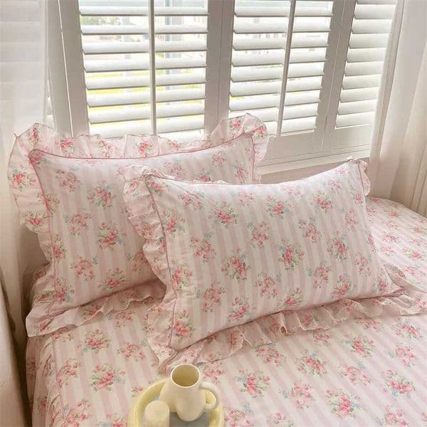 Pillow Case Bonenjoy 2pcs Case 100 Cotton Cover 48x74cm Cushion Cover for Bed Floral Style slip Ruffles case L260522
