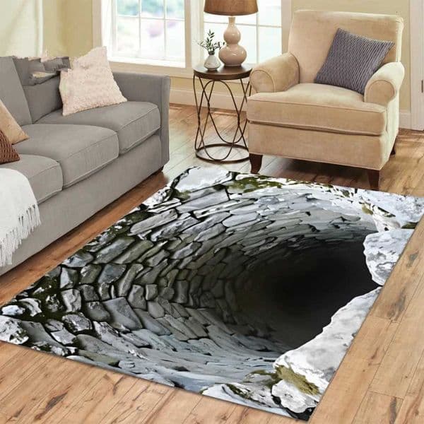 Ins 3D Hole Illusion Carpet Restic Cave Floor Rug Washable Anti-Slip Unique Optical Illusion Rug for Living Room Popular Rug X260522