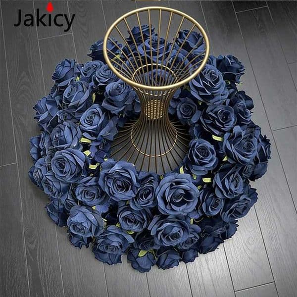 1m 2m Artificial Flower Row Dark blue Rose Hyacinth Wreath Wedding Table Floral Centerpieces Decor Road Arrangement Stage PropsR260522