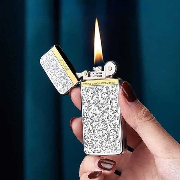 ZORRO ultra-thin pure copper carved oil lighter Tangcao retro metal grinding wheel lighter cigarette accessories gift L260522