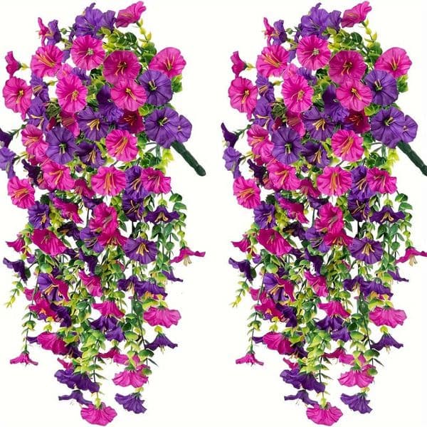 2pcs Artificial Hanging Flowers UV-Resistant Fake Plants Hanging Rattan Perfect for Home Garden Weddings Versatile Outdoor Decor L260522