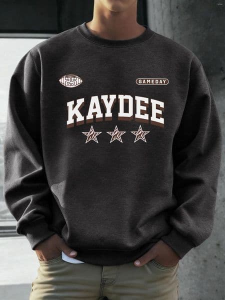 Men's Hoodies Kaydee Gameday Number 25 Print Hoodless Shirt Men Fleece Warm Casual Top O-Neck Loose Clothes Unisex Retro Soft Long Sleeve