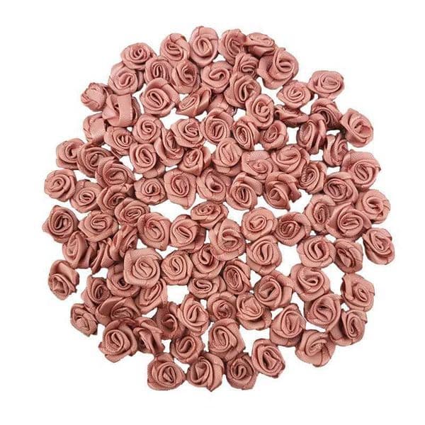 100 Pcs/pack 1010mm Fresh Pink Ribbon Flowers Small Size High Quality Satin Ribbon Flowers Craft Festive Party Decoration L260522