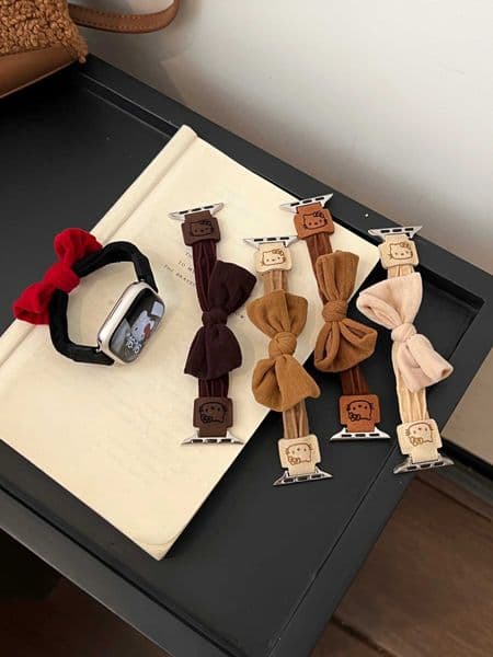 For Watch tra2 49 46mm 45 44 42 41 40 38 Wens Business Autumn/Winter Textile Bow Hairband Strap Series 10987654321 SEJ260522