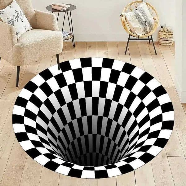 3D Vortex Rug Illusion Rug Optical Illusion Round Carpet Popular Rug Home Decor Living Room Rugs Cool Mat Housewarming Gift X260522