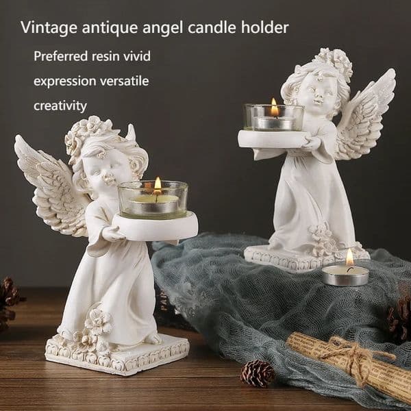 European vintage hand resin candlestick make old wings angel unique shape party restaurant living room decoration 260521