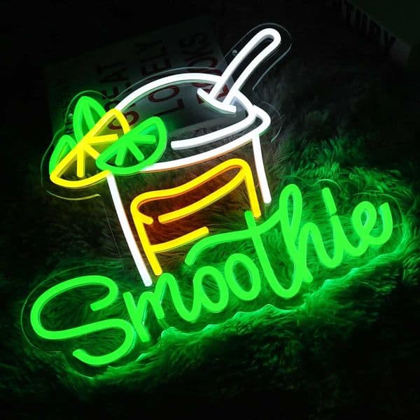 Smoothie Neon Sign for Wall Decor with Dimmable Switch LED Light Up for Wall Kitchen Cafe Food Bar Bistro Dining Room Decor L260522