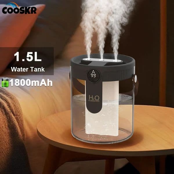 15L Air Humidifier Large Capacity Home Humidifier Silent Mist Maker 1800mAh Battery USB Rechargeable Humidifier with LED Light 260521