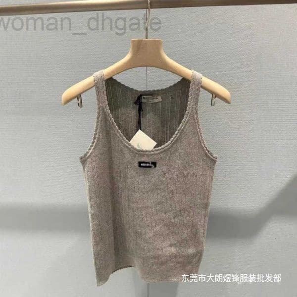 Women's Tanks & Camis designer Haute Couture Early Autumn New Collection Letter Logo Hollow Out Sleeveless Knit Vest Top ZP7U