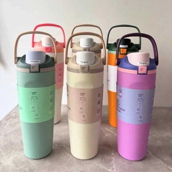 960ml Double-Wall Vacuum Insulated Cup with Handle - Leakproof Thermal Cup Non-Slip Grip Spill-Proof Lid Ideal Gift T260520