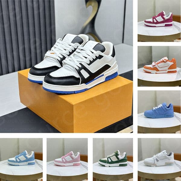 Men's Skate Designer Sneakers Casual Leather Trainers for Women Fashion Outdoor Running Shoes with Floral Pattern