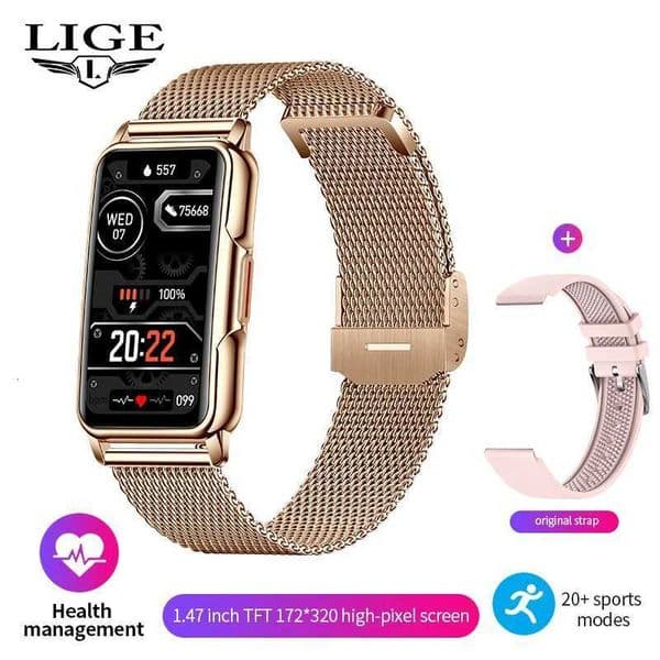 LIGE 2026 Smart Band Sports Bracelet Fitness ECG Heart Rate Sleep Monitor Waterproof Bluetooth Call Luxury Men Women SmartwatchT260522