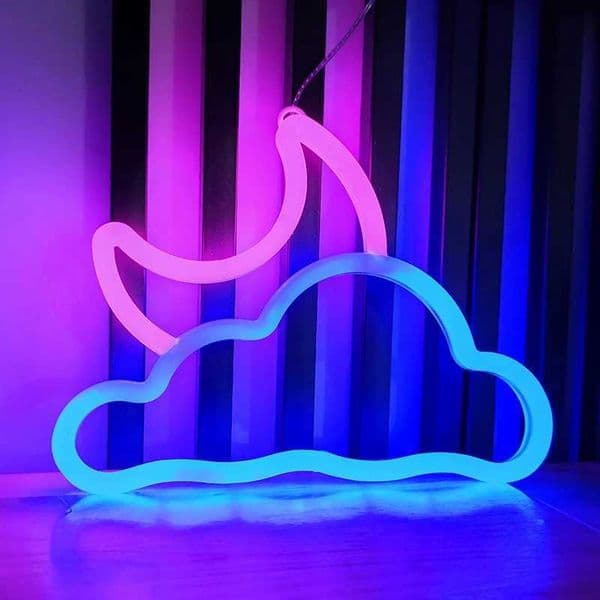 Moon Neon Signs Light LED Atmosphere Lighting with Base Wall Lamp for Birthday Party E-sports Room Camping Summer Decor L260522