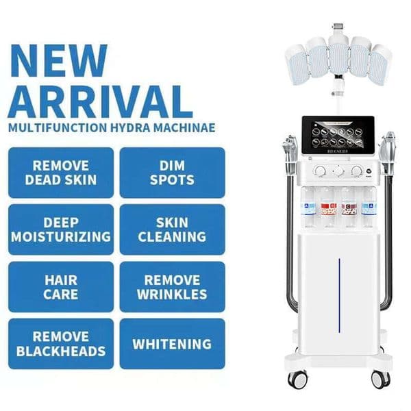 12-In-1 Hydra Dermabrasion Machine Oxygen Microdermabrasion Equipment For Home Use FPerfectly Skin Rejuvenation Pore Cleaning Acne Removal Beauty Equipment