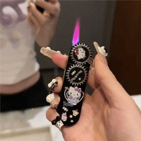 Butane Gas Lighter Exquisite Pattern Rocker Arm Lighter Pink Flame Inflatable Lighter Cigarette Accessories Womens Small Gift L260522