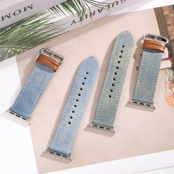 Leather Strap for Watch Band 40mm 41mm 38mm 42mm 44mm 45mm 49mm Sailcloth Denim Bracelet for IWatch Series 10 9 8 7 SE 6 5J260522