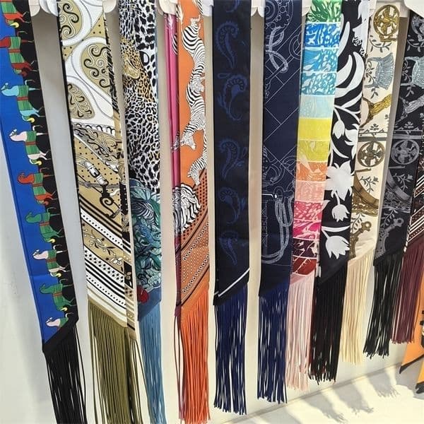 Europe Spring Cashew Decorative 130x5cm Silk Scarf Hair Band Binding Bag Handle Ribbon Small Scarf 260519