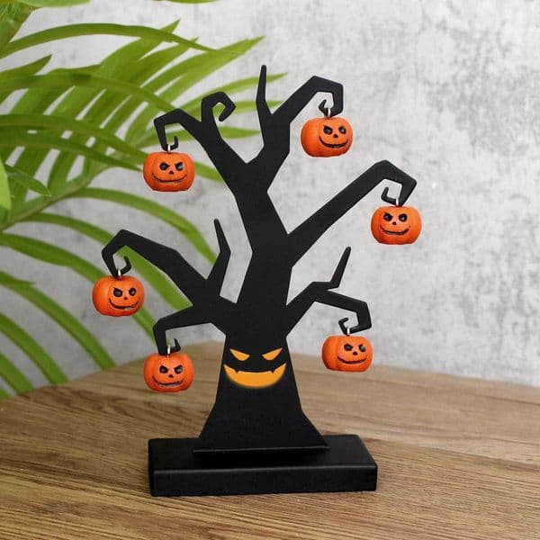 1 piece of pumpkin iron tree handicraft full of evil pumpkin smiling face iron tree covered with pumpkins eerie atmosphere H T260520