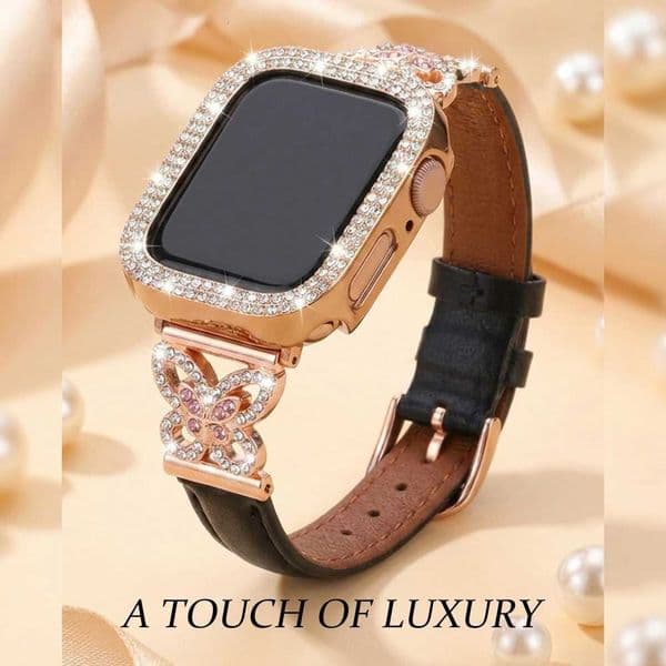 StrapCase for Watch 40/41/44/45/42/46mm Wens Fashion Leather bandDiamond Case iWatch Series11 10 987654 SE J260522