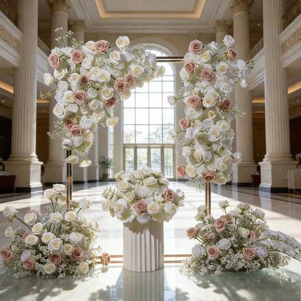 80CM White Peony Flower Ball Artificial Flower Wedding Arch Decoration Showcase Exhibition Hall Arrangement Flower ArrangementR260522