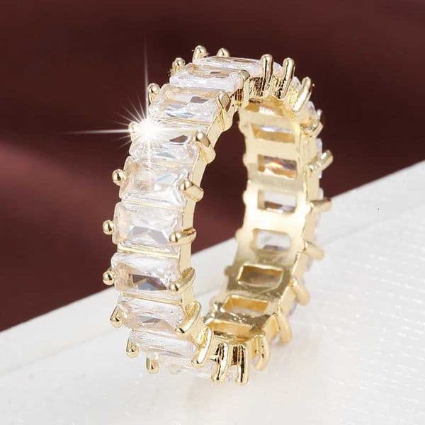 Luxurious Rectangular Synthetic Zirconia Ring Fashion Copper Ring For Women Party Gift H260521