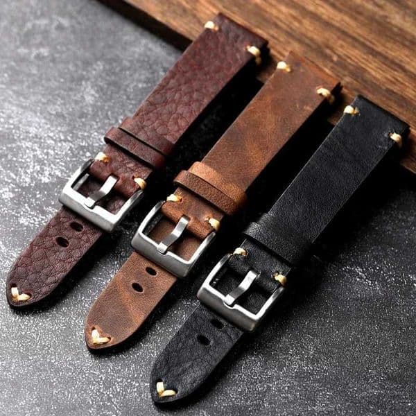 Vintage Handmade Genuine Leather Watchb8 20 22MM Old Brown Black Soft Mens Watch StrapJ260522