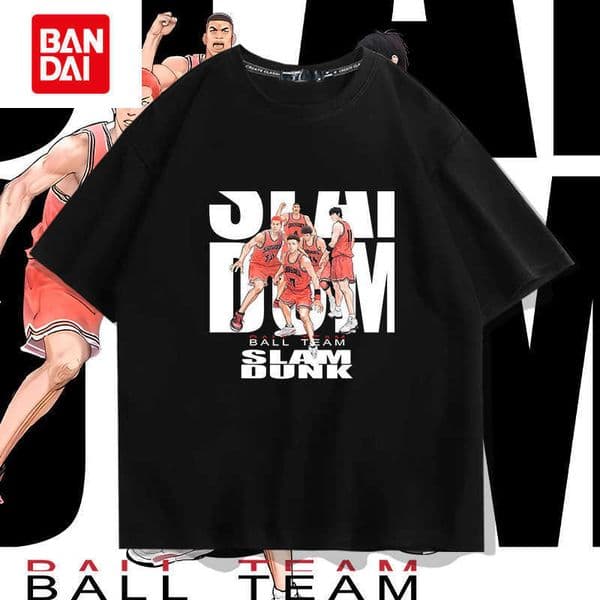 Anime Slam Dunk Shohoku Team Pure Cotton Short Sleeve T-Shirt for Men Summer Trendy Loose Fit Drop Shoulder Top L260522V1SL
