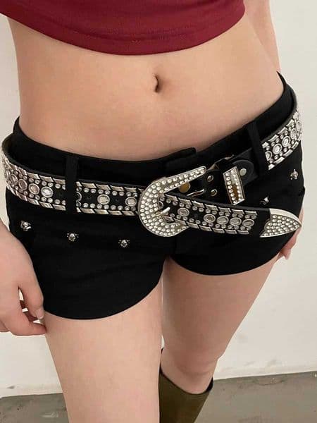 Y2K N Niche Personality Spice Broad Belt Female Adornment 2024 New Style Rhinestone With Pants Fashion Belt L260521