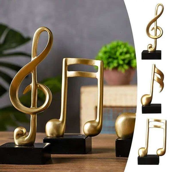 Musical Note Figurines Creative Home Decoration Resin Golden Sculpture Piano Office Desktop TV Cabinet Ornaments Birthday Gifts 26Y0522