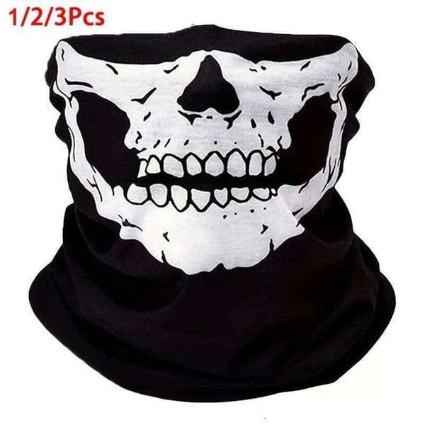 1/2/3 Skull Patterned Mask, Windproof Scarf, Breathable Headscarf, Suitable for sports and outdoor Halloween role-playing W260522