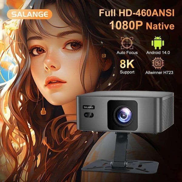 Salange P60Pro Portable Projector 8K Android 14.0 WiFi6 BT 5.2 Video Home Theater Auto Keystone Correction Smart Proyecto 26L0522