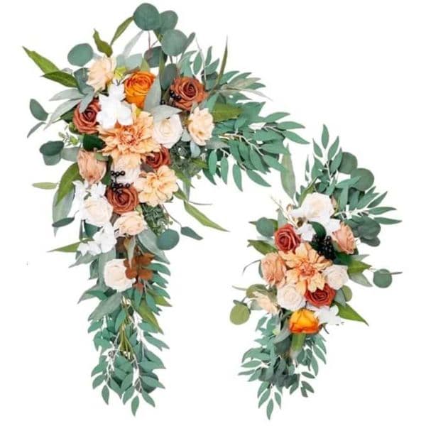 Wedding Arch Flowers Set of 2 Burnt Flower Swag Fall Wedding Floral Arrangement Terracotta Flowers for Wedding Party ReceptionR260522