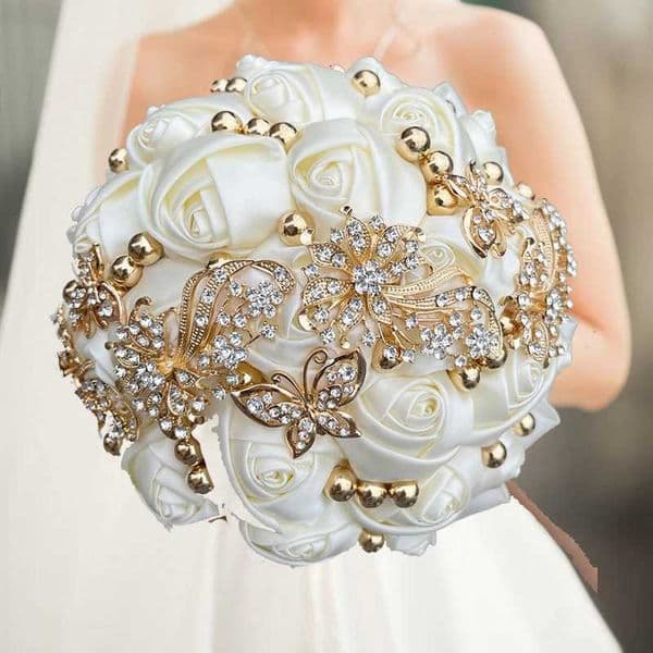 Champage Wedding Bouquet Bridesmaid Holding Flowers L260522