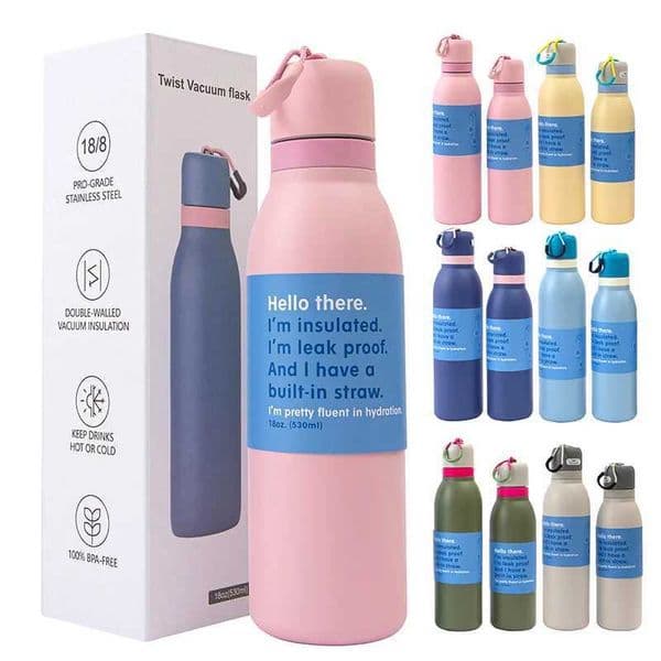 New Minimalist 304 Stainless Steel Insulated CupDual Drinking CupOutdoor Portable Sports Travel CupThermos Bottle 500ML/750ML T260520
