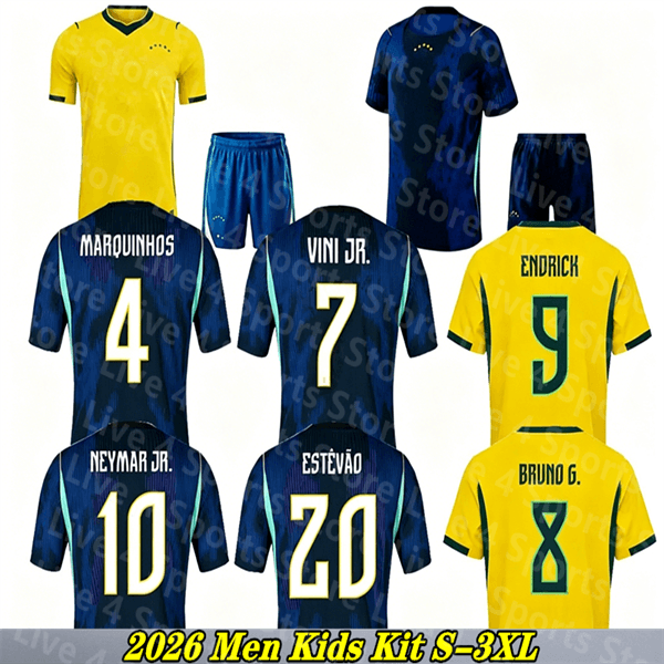 Brazil Soccer Jersey 2026 world cup brasil Football Shirt RICHARLISON VINI JR NEYMAR JR MARQUINHOS RAPHINHA Thiago Henrique Casemiro Bruno Men kids kit uniforms