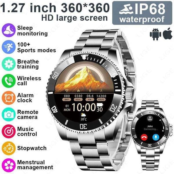 LIGE New Style Luxury Watch Gift Dials Answer Call For Men Waterproof Sport Digital Business Watches Smart Band